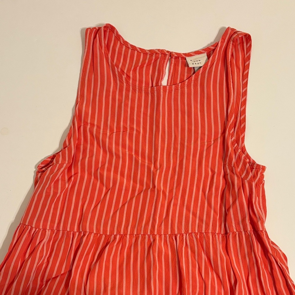 Coral Striped Sleeveless Maxi Dress - XS